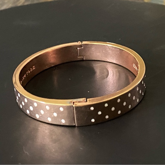 Kate Spade New York Authentic “On The Dot”White Polka Dots, Gold Brangle - Picture 2 of 12